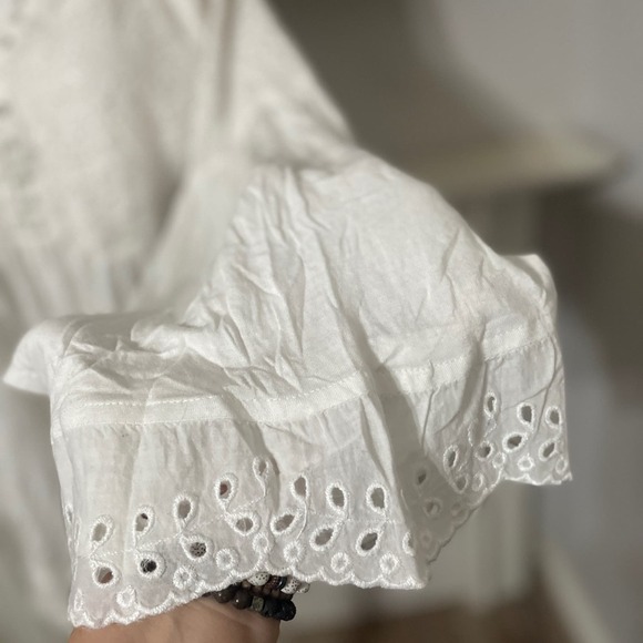 Free People Sea of Love Blouse Ivory NWOT Boho Eyelet Bell Sleeve - Picture 5 of 11